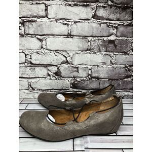 Eurosofft Pewter Shimmer Leather Lace Ballet Flats Shoes Women Sz 11M US/42EU